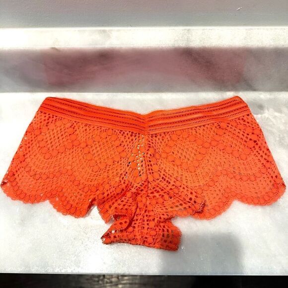 NWT Victoria's Secret Dream Angels Low rise Crochet Lace Shortie Orange Small - Picture 2 of 3